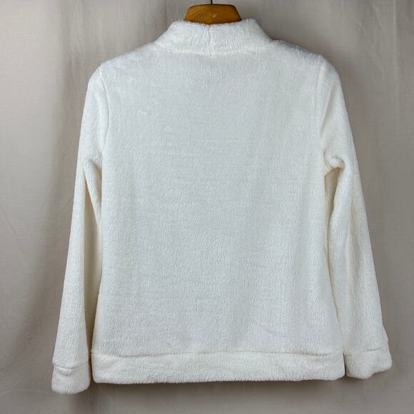 Talbots Size Small Funnel Neck Pullover Sweater Ivory Off-White Cozy Soft Plush - Picture 6 of 11